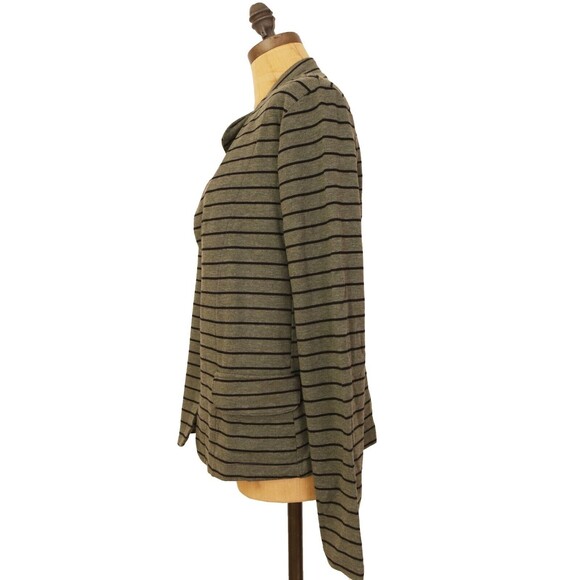 Dolan Anthropologie Left Coast Open Jacket Blazer M Green Black Striped EUC B50 - Picture 4 of 5